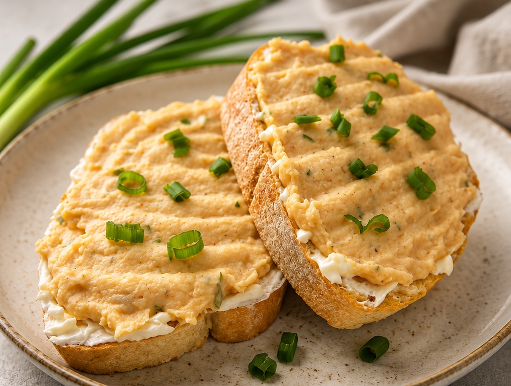 Tartine cu branza si crema de fasole