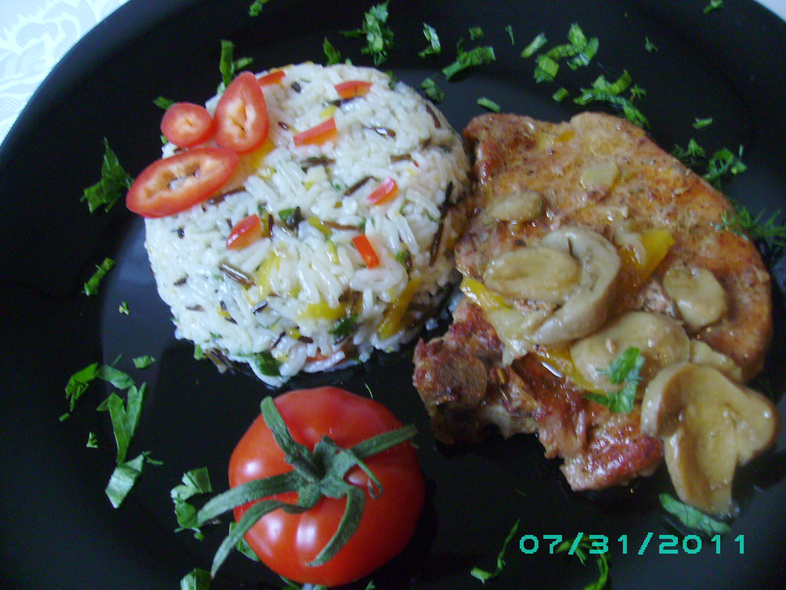 Orez basmati &salbatic cu cotlet de porc