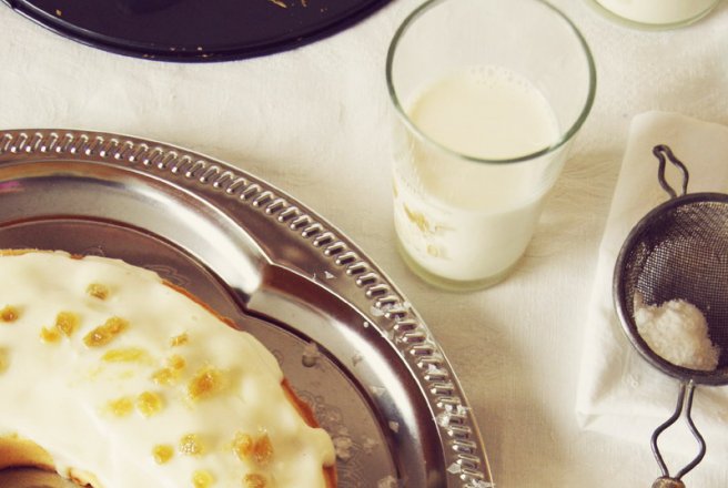 Bundt cu lamaie, ghimbir confiat si glazura de mascarpone