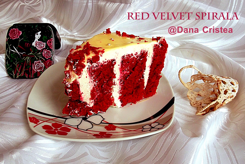 Tort Red Velvet Spirala cu crema ganache