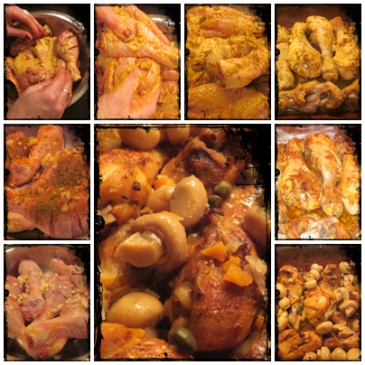 Ciocănele de pui cu capere și ciuperci marinate