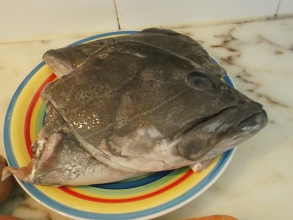 Cap de peste grouper cu legume fierte