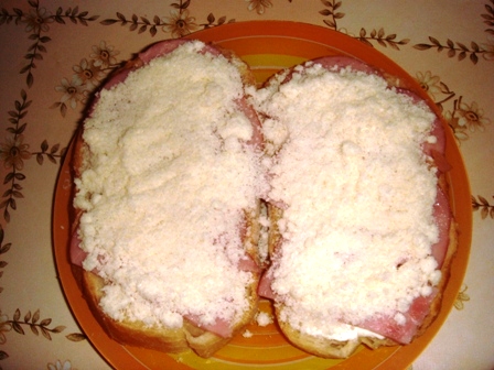 Sandwich cald cu parmezan si sunca de praga!