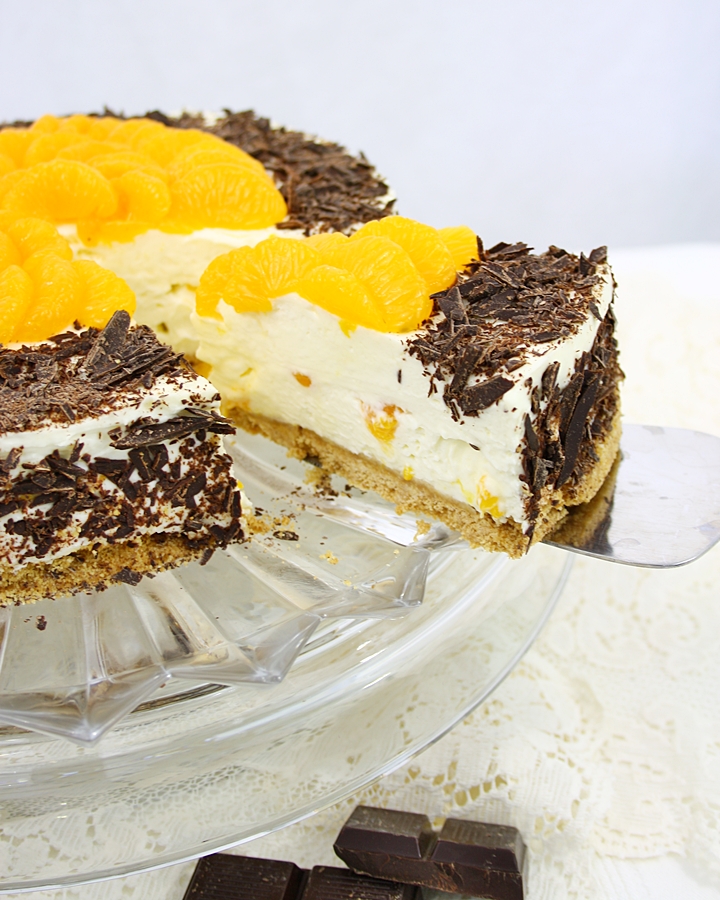 Cheesecake cu mandarine si ciocolata