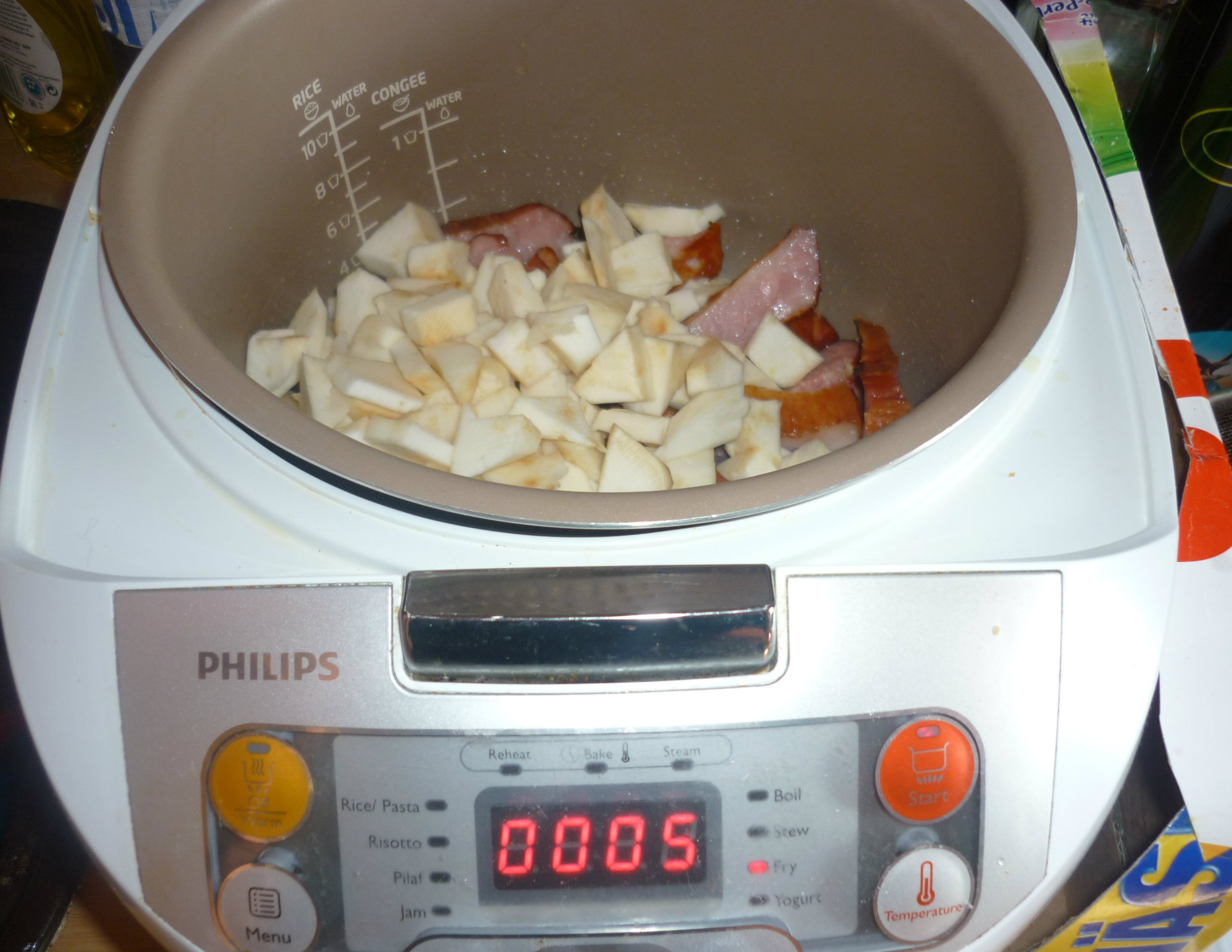 Mancare de linte cu costita afumata - Multicooker