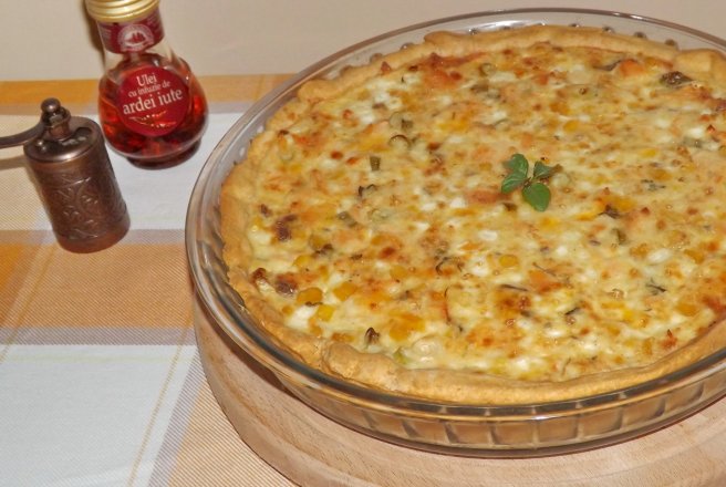 Quiche cu somon si porumb