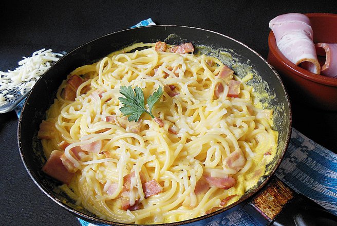 Spaghete carbonara, reţetă adaptata