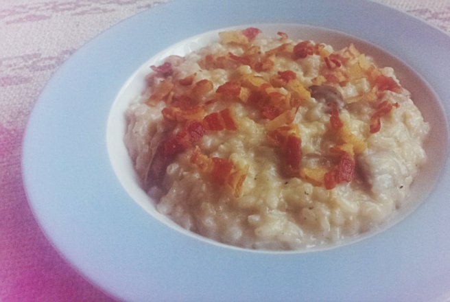 Risotto cu mix de ciuperci si costita crocanta