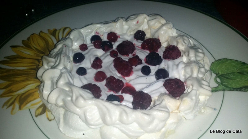 Pavlova cu fructe de padure