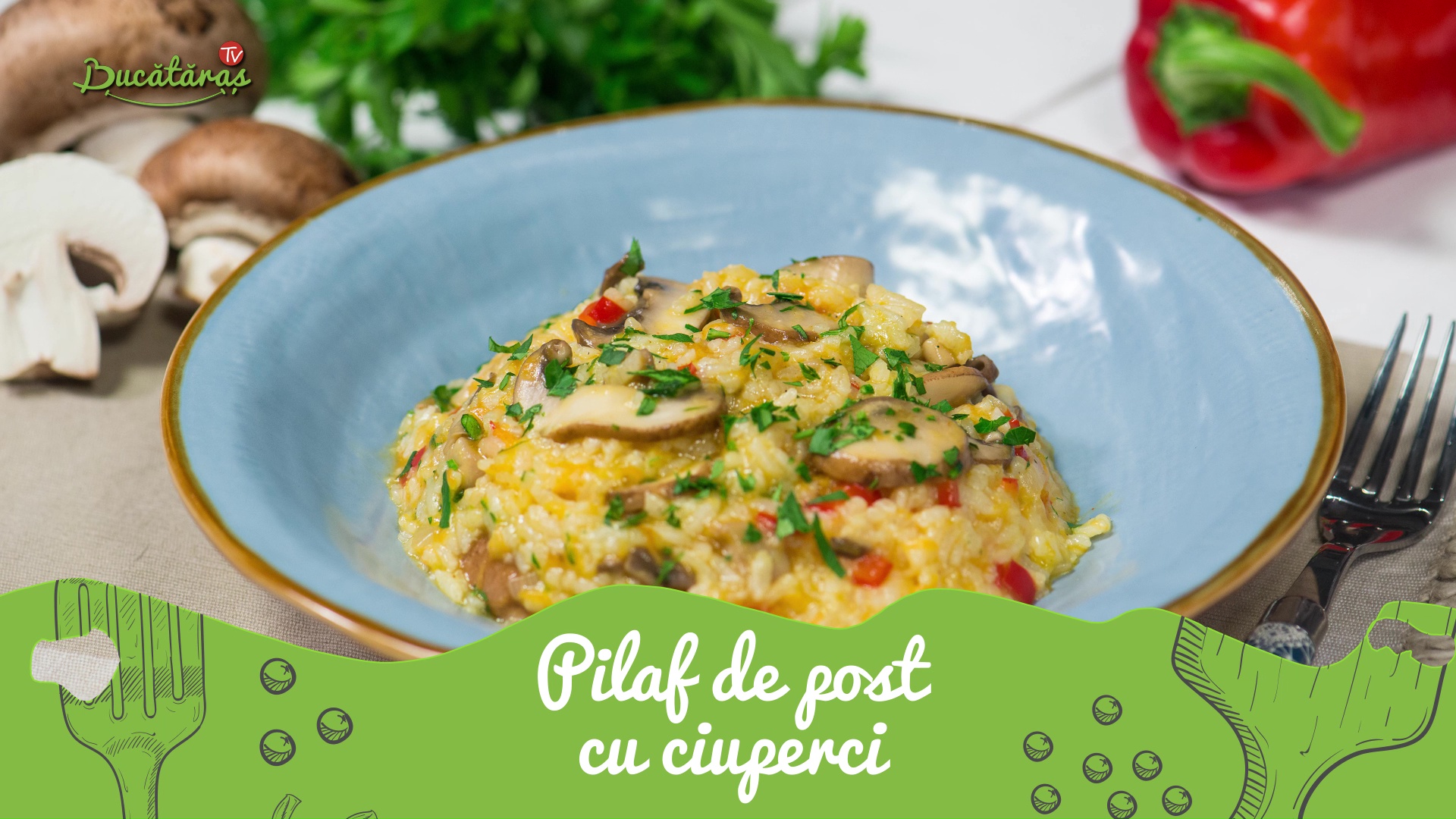 Pilaf de post cu ciuperci