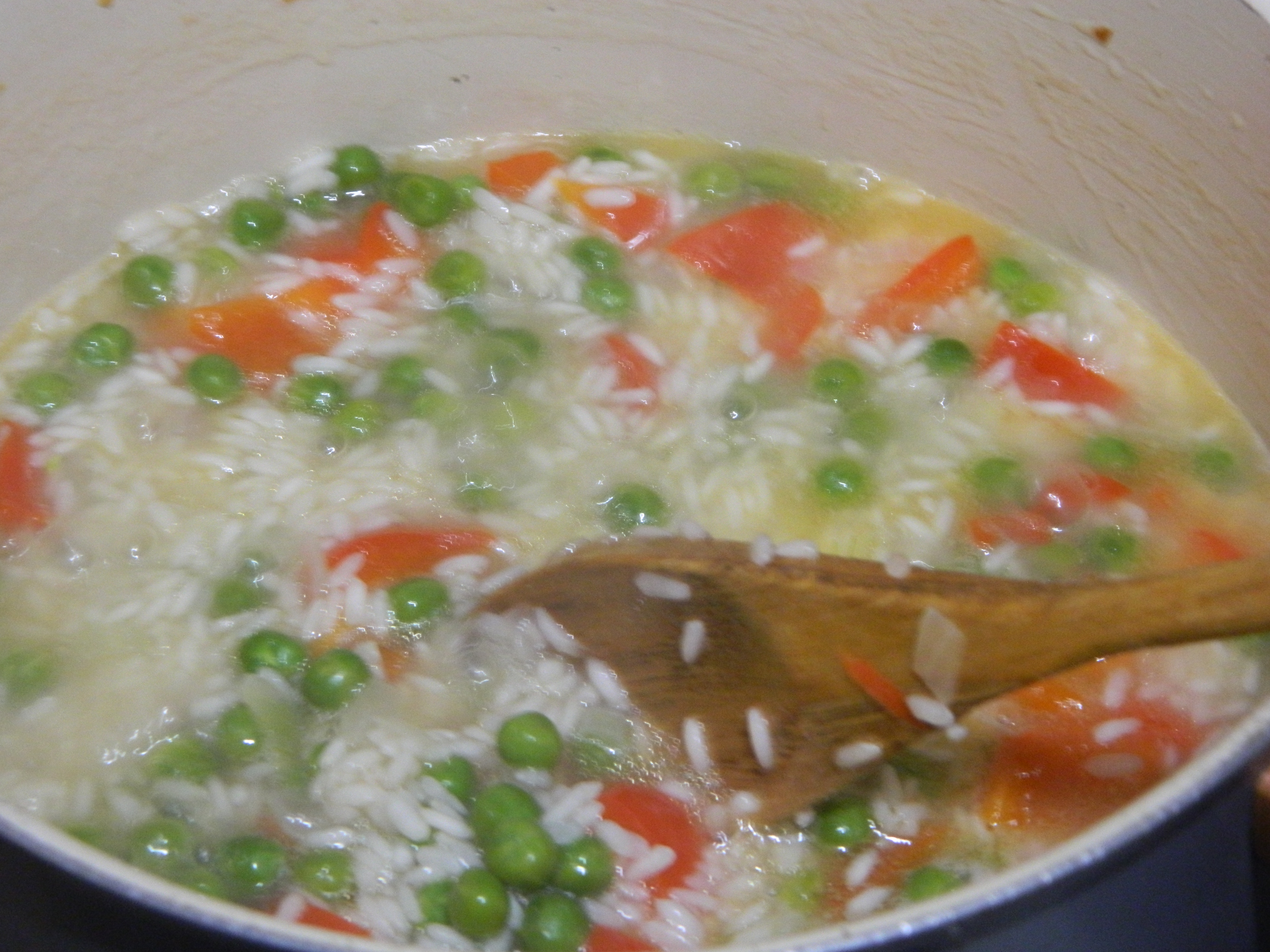 Risotto cu mazare, ardei gras si somn