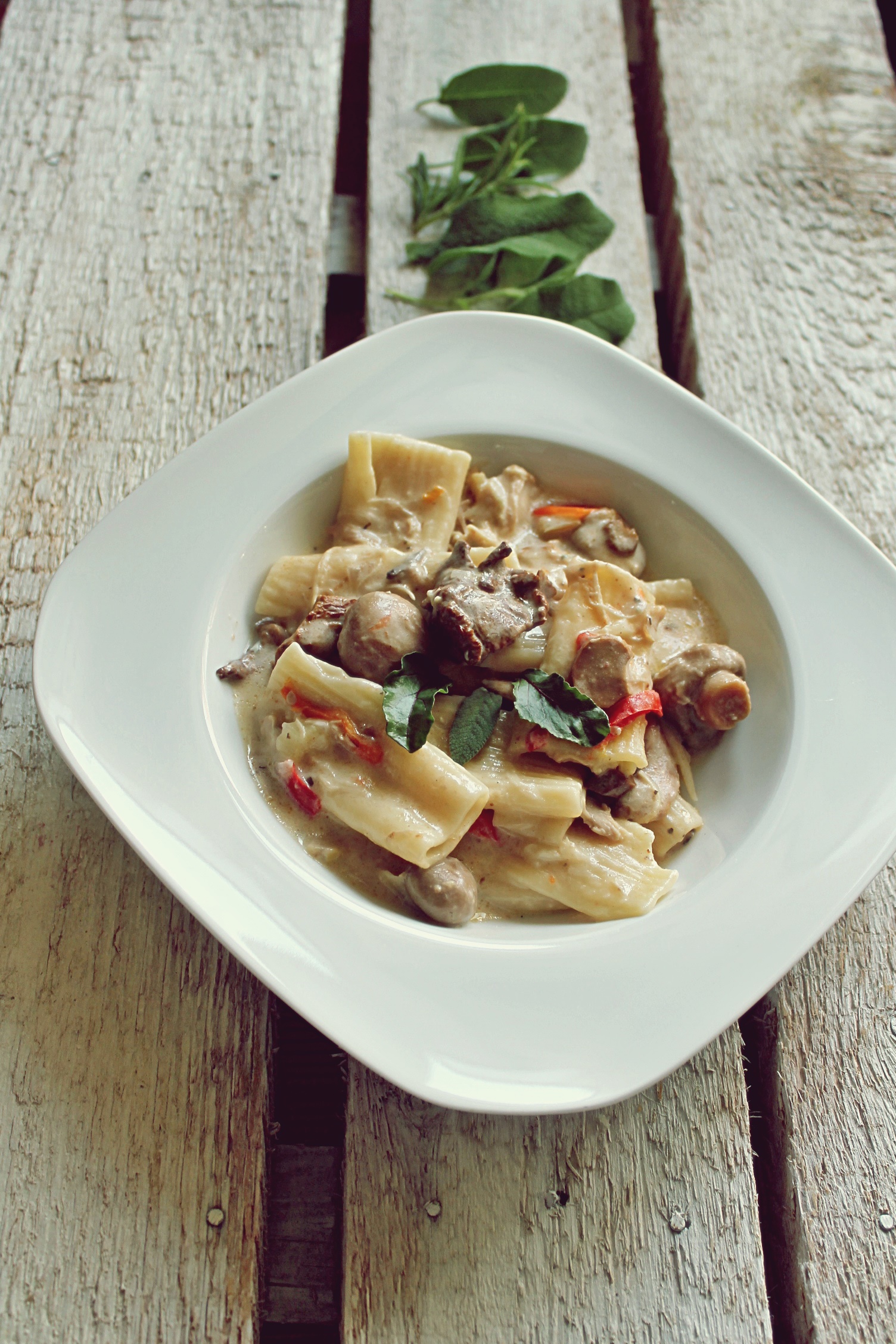 Rigatoni cu pui, ciuperci și legume – One Pot Pasta