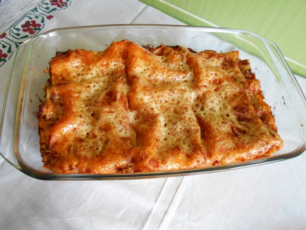 Lasagna cu carne de porc si ciuperci