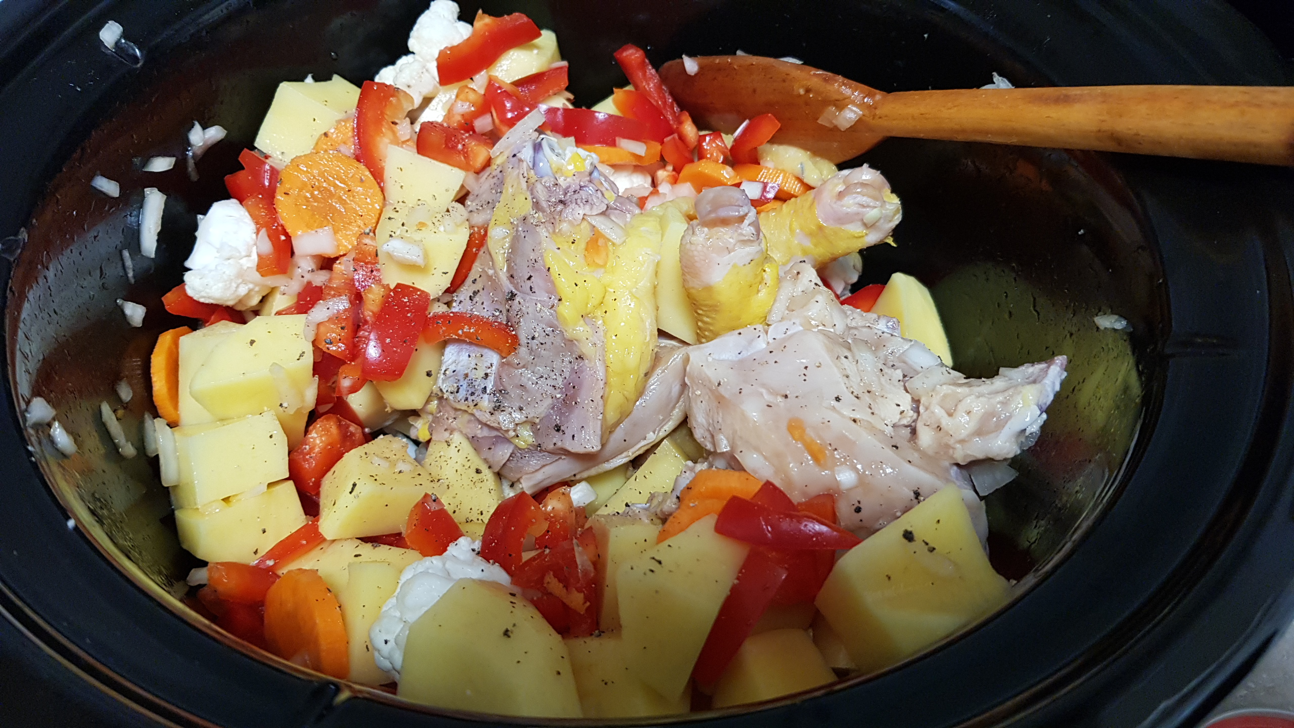 Carne de pui cu legume la slow cooker Crock Pot