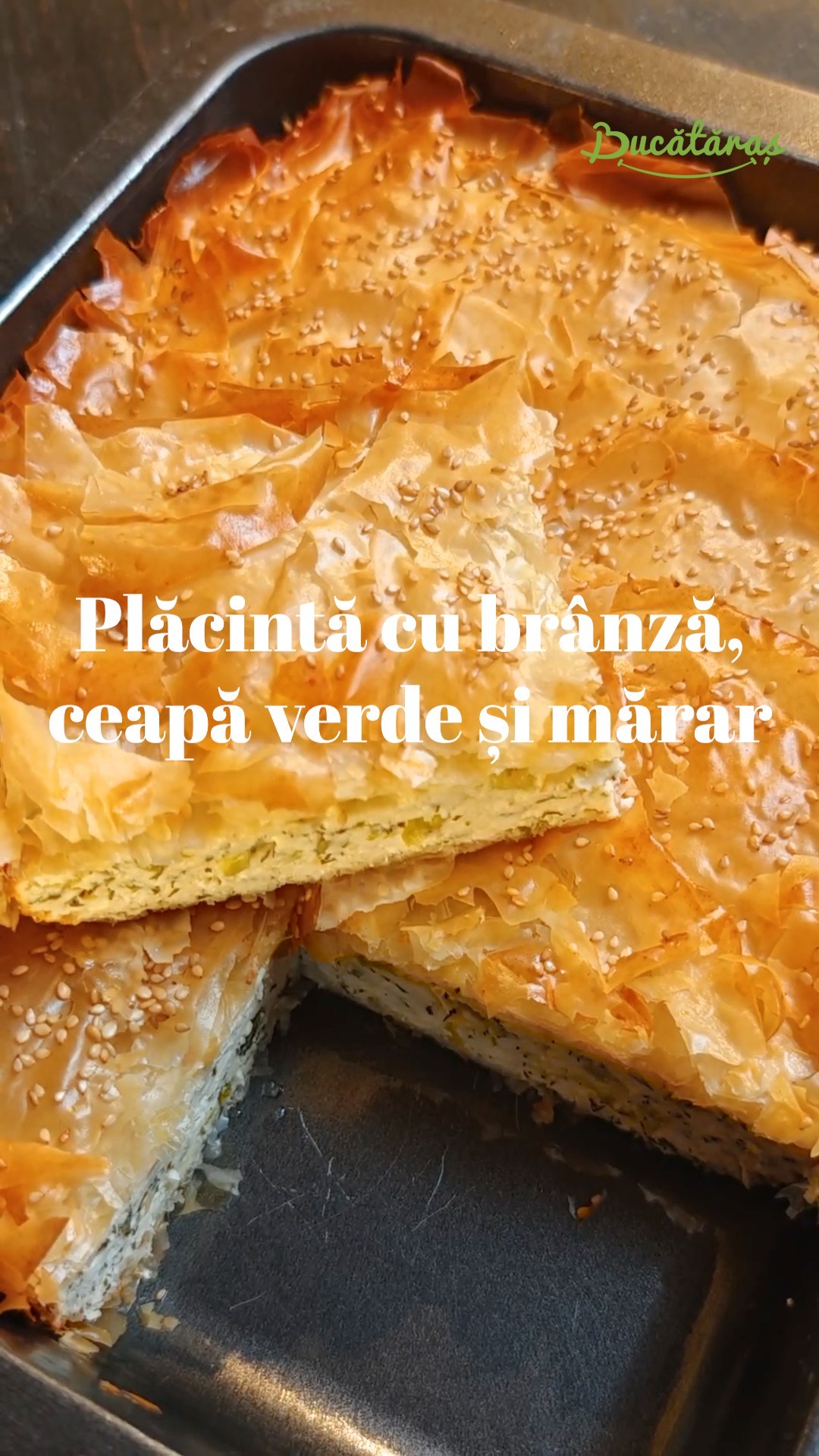 Plăcintă cu brânză, ceapă verde și mărar - Rapidă și delicioasă